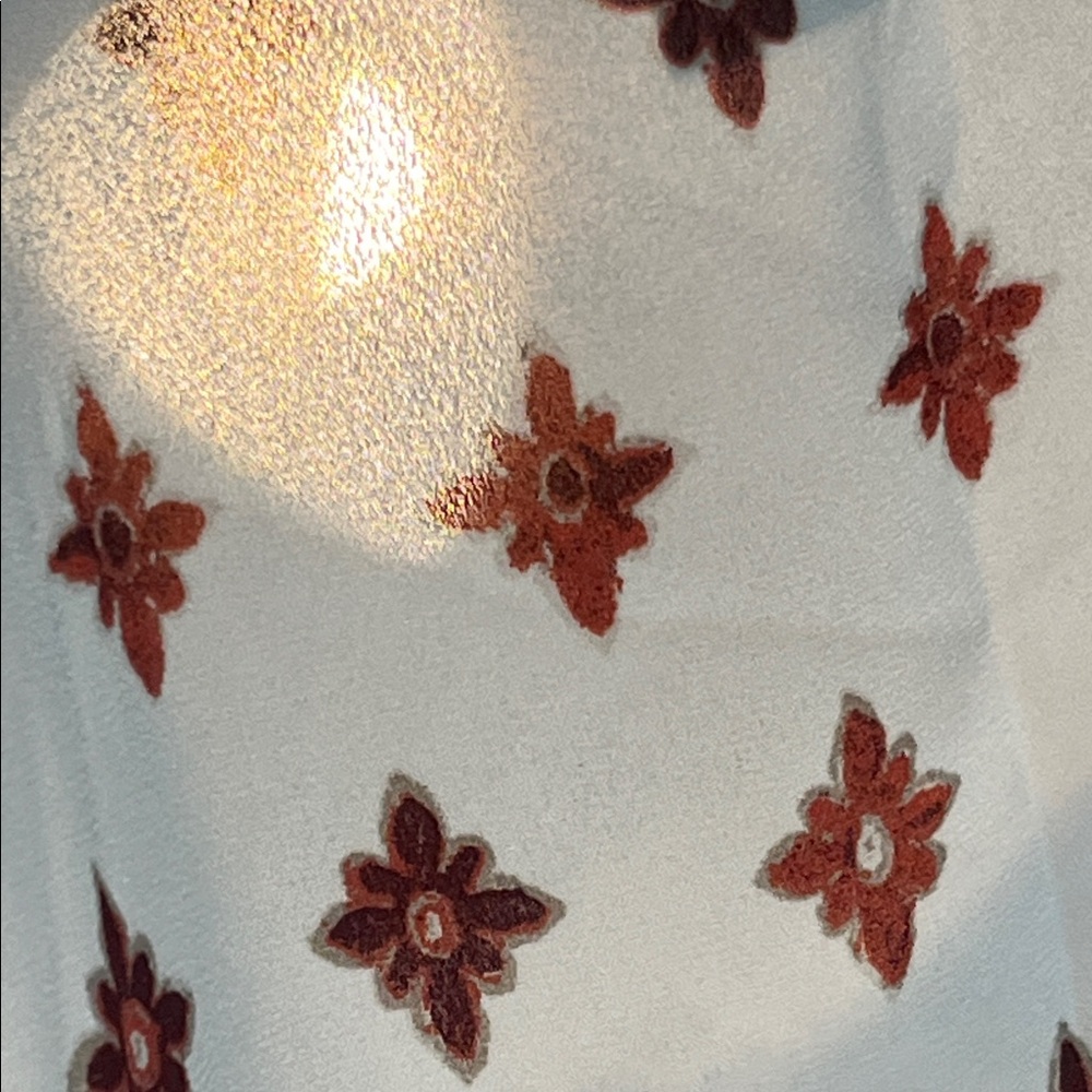 NWOT LOFT White Tank Top with Rust and Brown Star Floral Print - Picture 5 of 6
